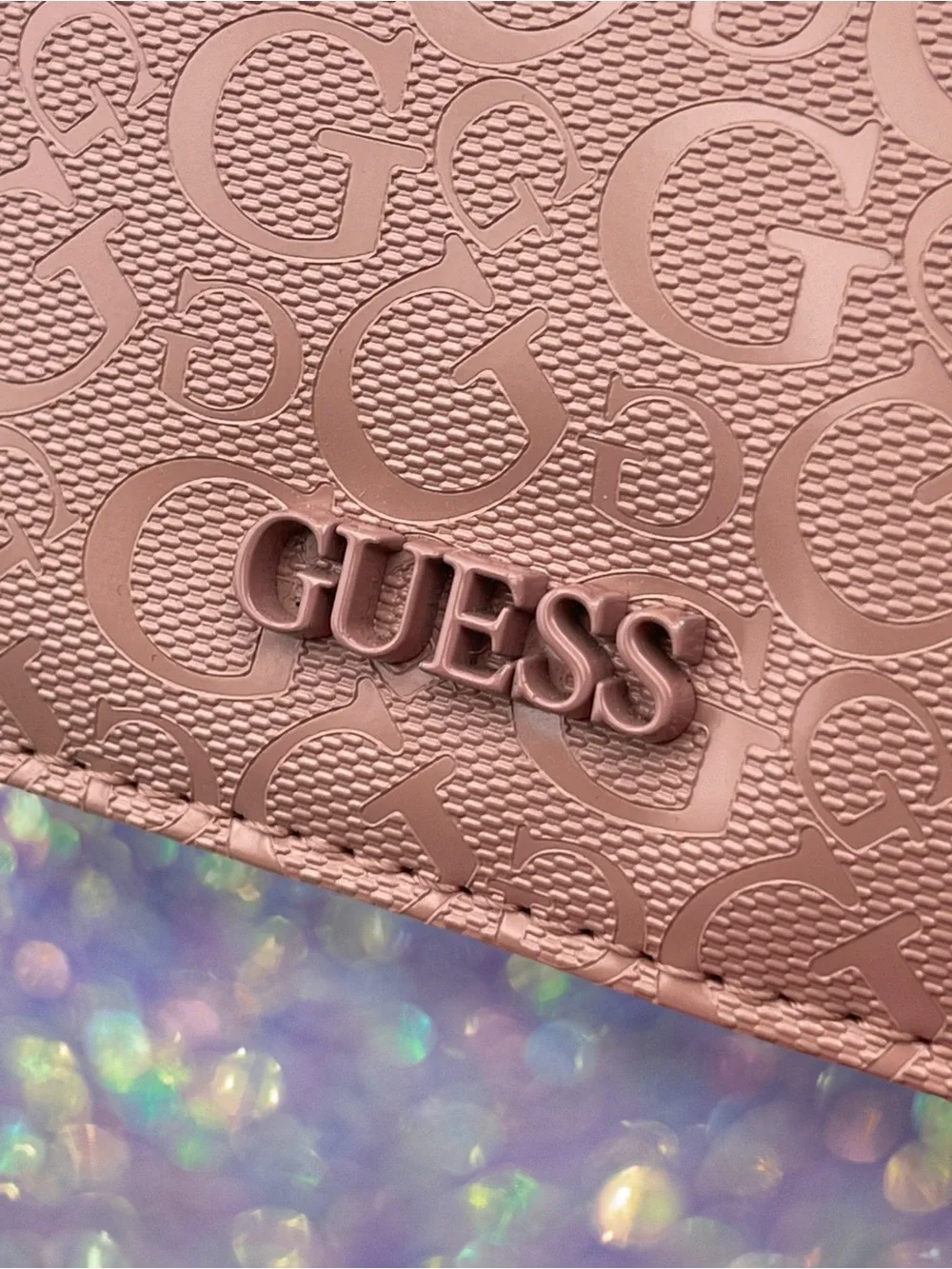 GUESS Bowie Debossed Logo Slim Clutch Wallet Dusty Pink Rose Petal